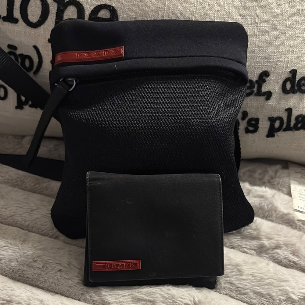 Prada Black Men's Bag and Wallet Set